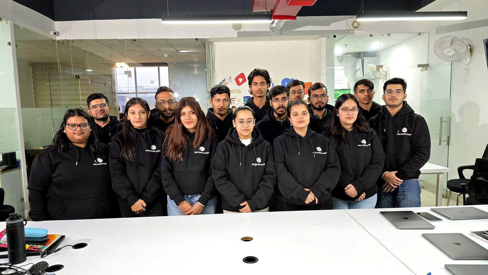 The squad in Millions Kart hoodies