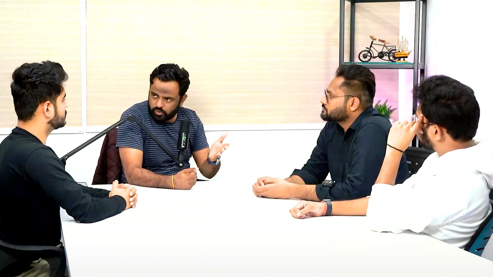 Recording a podcast in office